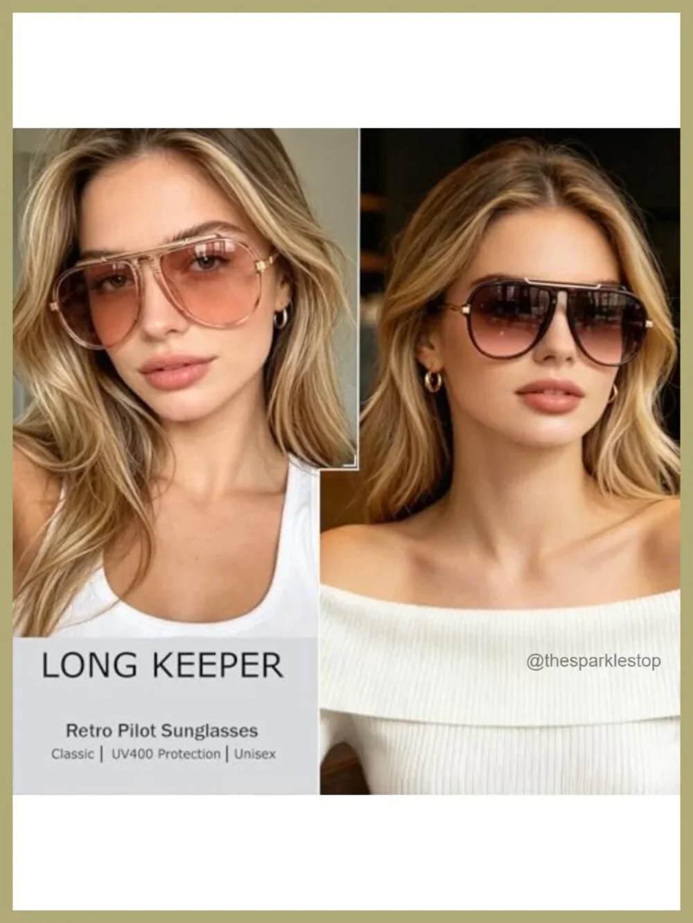 Oversized Retro Aviator Sunglasses UV400 Flat Top Driving Glasses